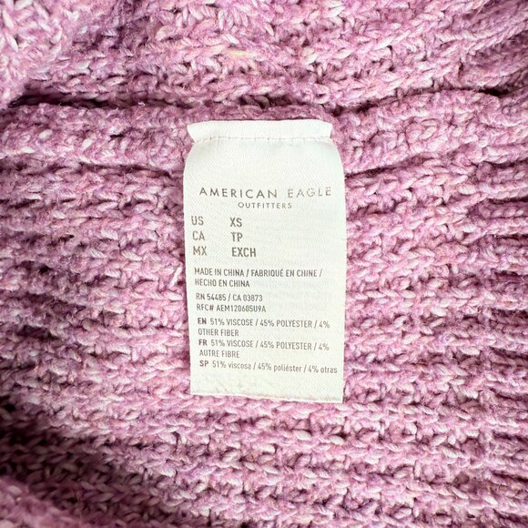 AMERICAN EAGLE Mock Neck Purple Cropped Pullover Sweater Women's Size XS Y2k - Picture 3 of 7